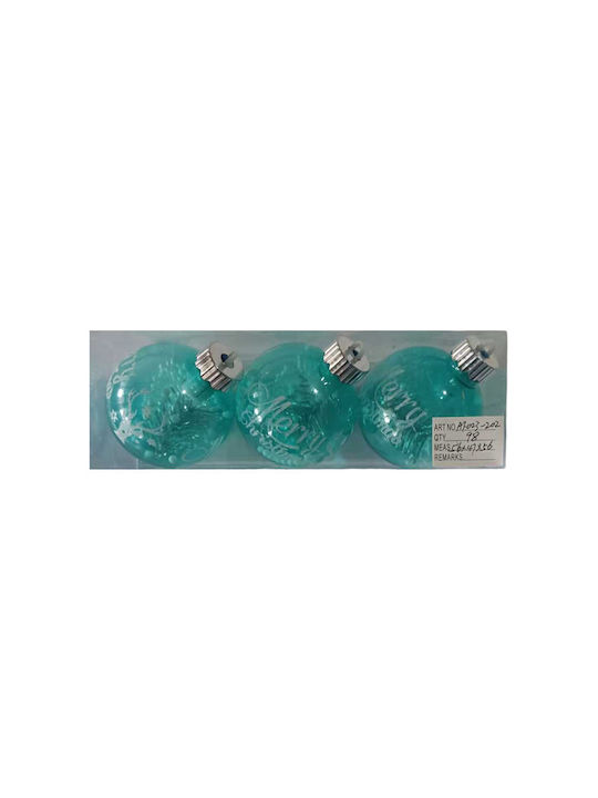 Hängendes Kugel Ornament Ornament Hellblau 8cm Set 3Stück