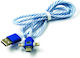 Regular Cablu USB la Lightning / Type-C / micro USB cu mai multe porturi Albastru 1m (ΤΖ2208)