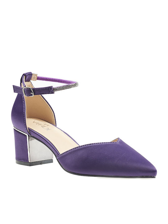 Pantofi cu toc cu Curea Violet