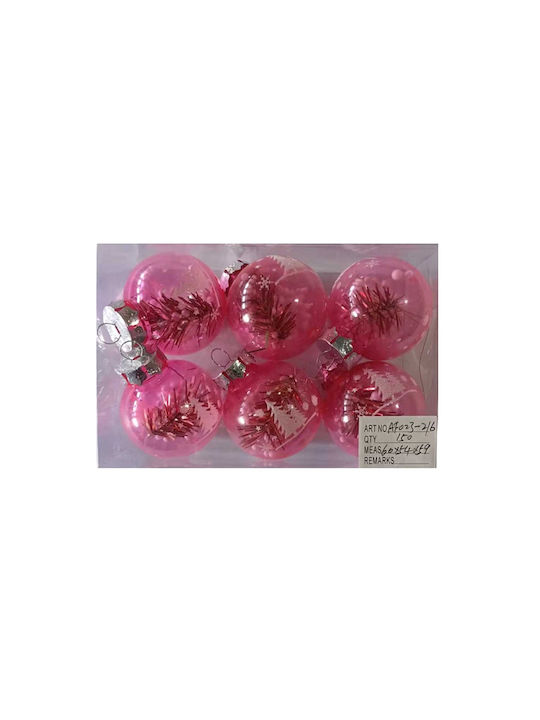 Hanging Ball Ornament Ornament Pink Set 6pcs