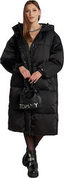 Tommy Hilfiger Women's Long Puffer Jacket for Winter Black