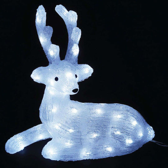 Aca Iluminată De Crăciun Plastică Figurină Ren Alb Înălțime 37cm. Sitting Reindeer