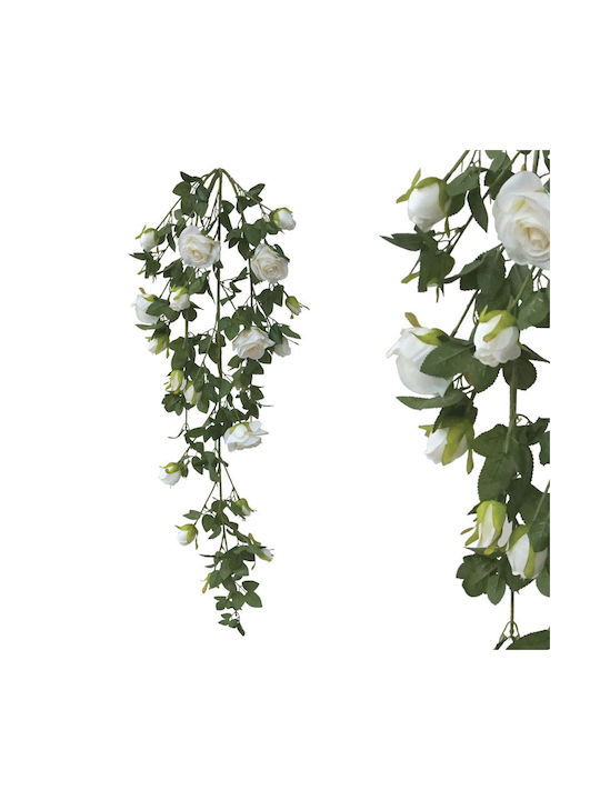 Marhome Plantă Artificială Agățătoare Rose White 120cm 1buc