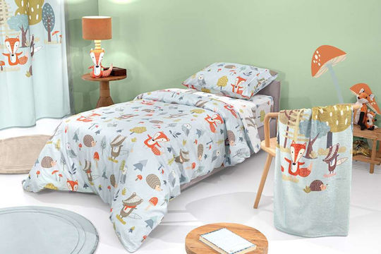 Saint Clair Set Kinderbettbezug Einzel mit Kissenbezug Baumwolle Mint 160x220cm