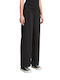 Damen Stoff Hose in Weiter Linie Schwarz