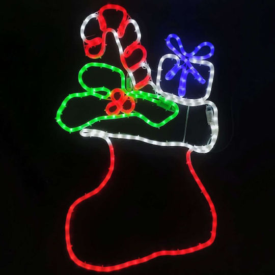Aca Illuminated Christmas Figure Height 78cm Sock With Present