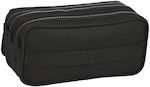 Kappa Fabric Black Pencil Case with 2 Compartments