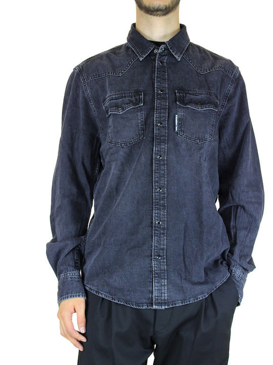 Karl Lagerfeld Long-sleeved Denim Shirt Gray