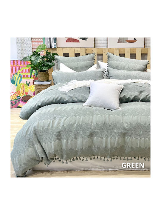 Down Town Home Duvet Cover Set Cotton Queen with 2 Pillowcases 230x250 Pacific 509 Green