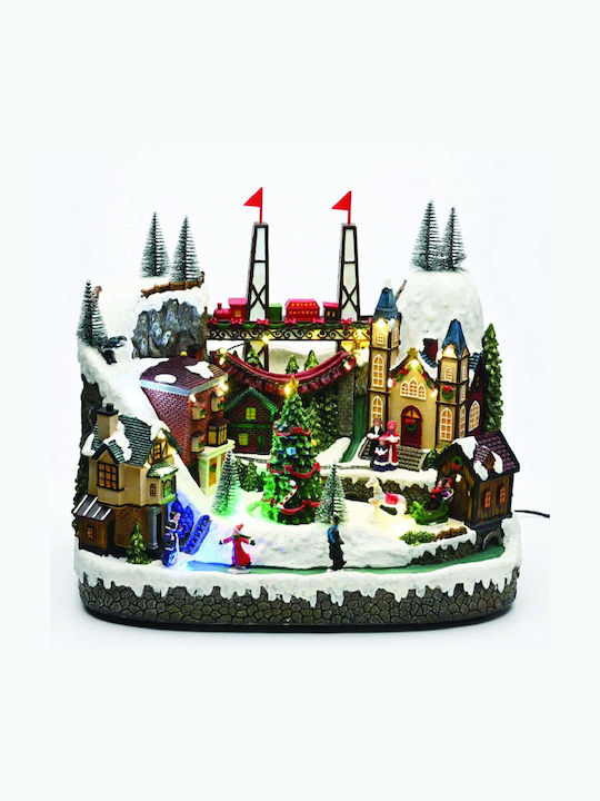 Aca Christmas Illuminated Decorative Village with Battery with Music and Movement 39x33x24.5cm.