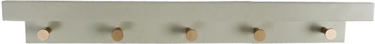 Espiel Wooden Wall Hanger 5 Hooks Gray 61x11x12cm