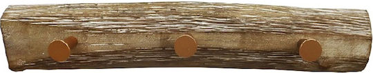 Espiel Wooden Wall Hanger 3 Hooks Brown 38x7cm