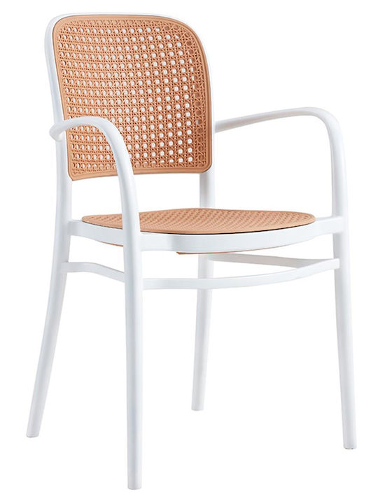 Καρέκλα Εξωτερικού Χώρου Πολυπροπυλενίου Juniper Μπεζ- λευκό 56x52.5x86.5εκ.