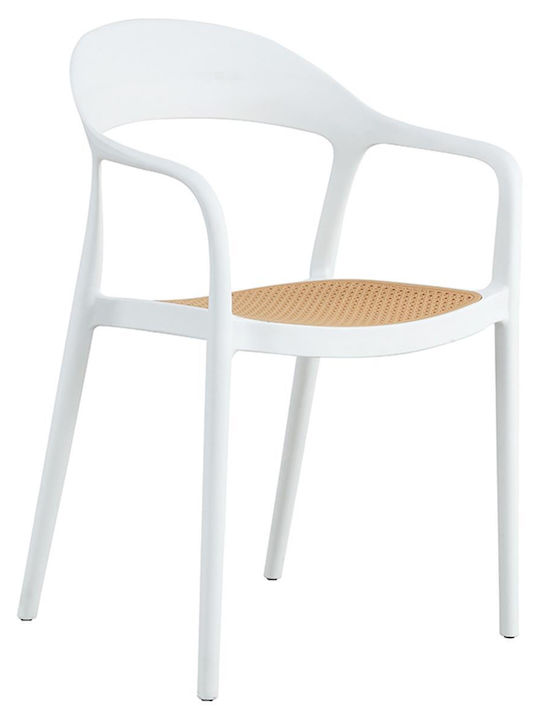Καρέκλα Εξωτερικού Χώρου Πολυπροπυλενίου Ember Μπεζ- λευκό 52.5x56.5x81εκ.