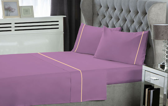 Le Blanc Bettwäsche-Set Einzel mit Gummiband 100x200+35cm. Lilac 3Stück