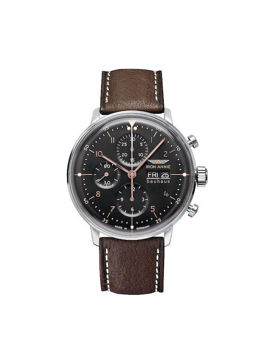 Iron Annie Watch Chronograph Automatic with Silver Leather Strap