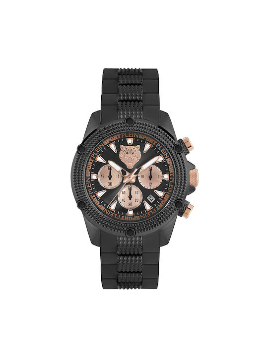 Plein Sport Uhr Chronograph Batterie mit Schwarz Kautschukarmband PSDBA0323