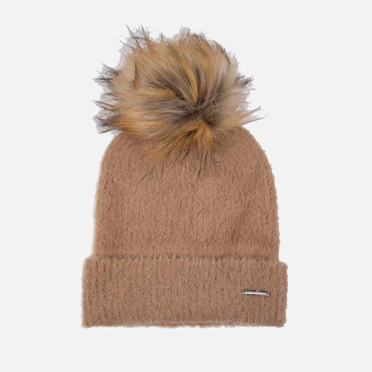 Knitted Beanie Cap Brown