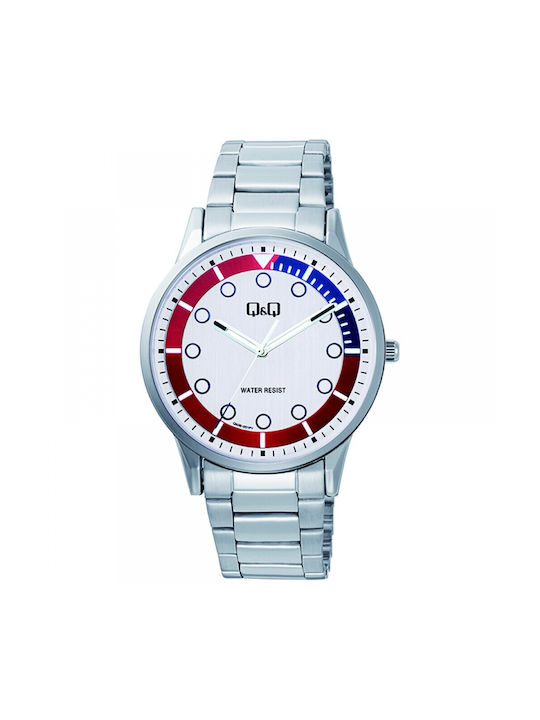 Q&Q Watch Battery with Silver Metal Bracelet