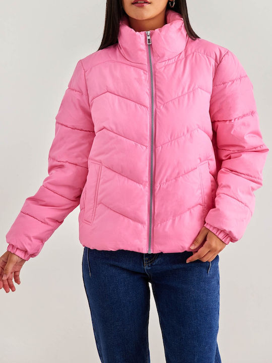 Vero Moda Women's Short Puffer Jacket for Winter Pink