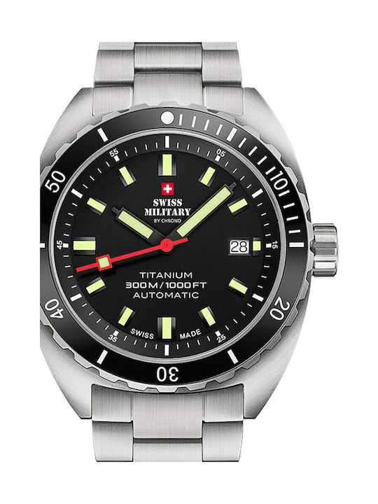 Swiss Military by Chrono Diver Мъжки Часовник 42мм Хронограф Автоматичен със Сребърна Метална Гривна