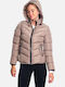 Kurz Damen Puffer Jacke Winddicht für Winter Beige
