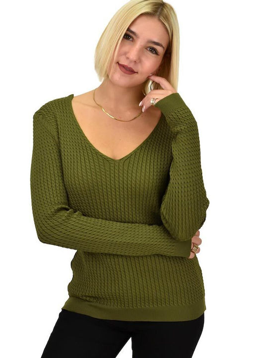 Potre Women's Blouse Long Sleeve with V Neckline Khaki