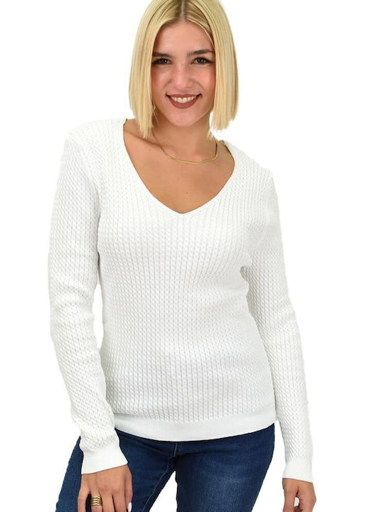 Potre Women's Blouse Long Sleeve with V Neck White