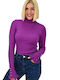 Potre Women's Long Sleeve Sweater Turtleneck Purple