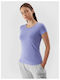 4F Women's Blouse Cotton Short Sleeve Purple