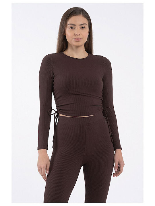 Women's Blouse Long Sleeve Brown