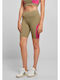 Color Block Training Damen Leggings-Shorts Khaki