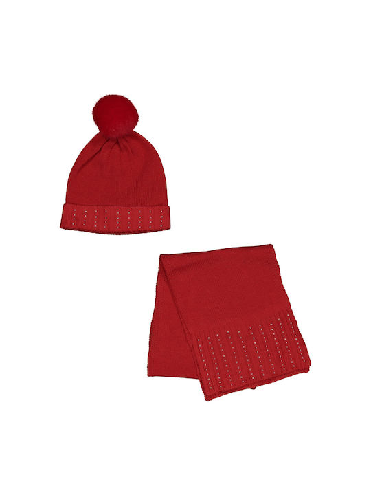 Birba Trybeyond Kids Beanie Set with Scarf Knitted Red