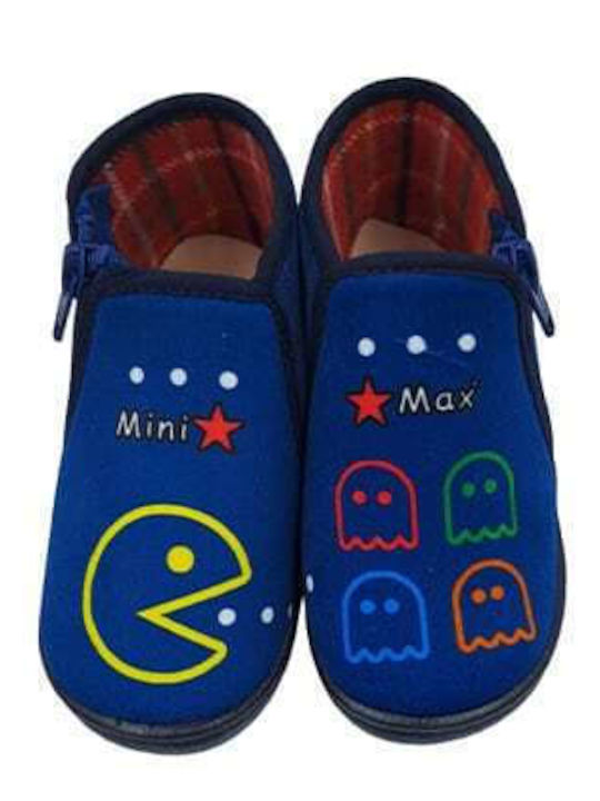 Mini Max Kinderhausschuhe Stiefel Blau Pac Man