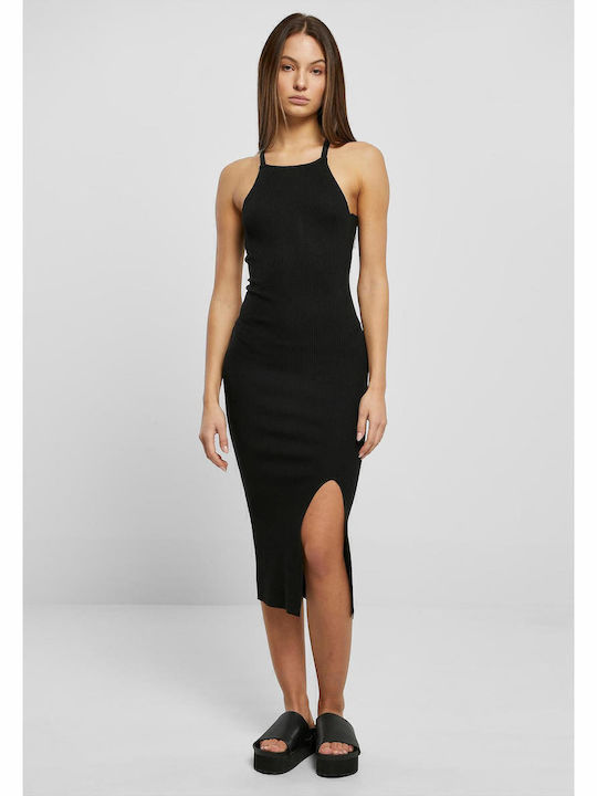 Sommer Midi Damenkleid Gestrickt Schwarze