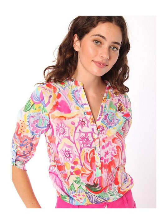 Vilagallo pentru Femei Bluză cu Mânecă 3/4 Floral Multicolor