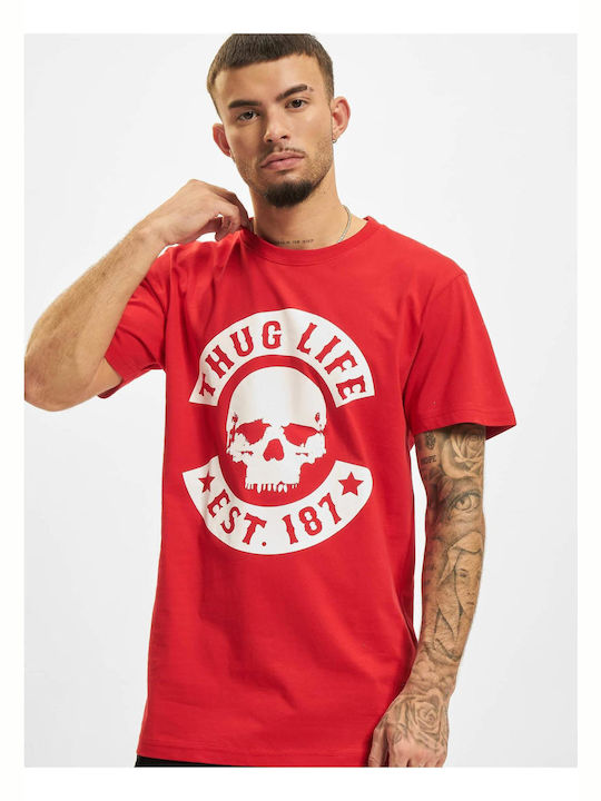 Thug Life T-shirt Bărbătesc cu Mânecă Scurtă Roșu