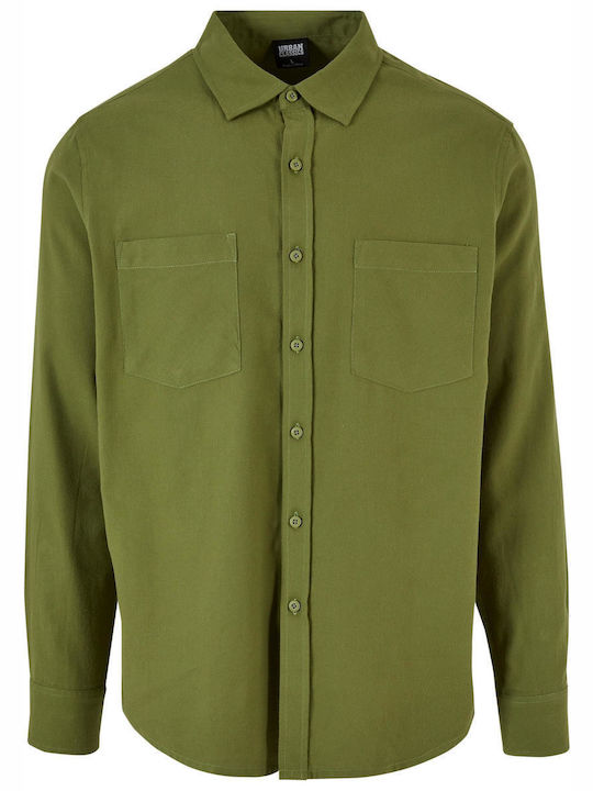 Urban Classics Men's Shirt Long Sleeve Cotton Khaki