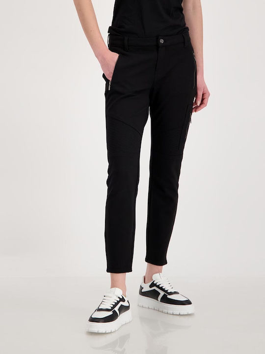 Monari Women's Fabric Trousers in Slim Fit Black