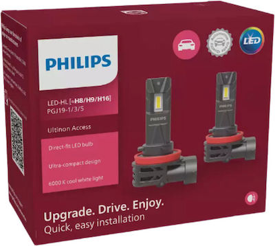 Philips Lămpi Autoturismului Ultinon Access H8 / H16 / H9 LED 6000K Alb rece 12V 20W 2buc