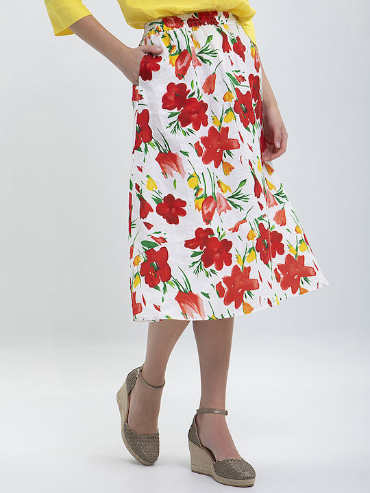 Clarina Linen Skirt Floral