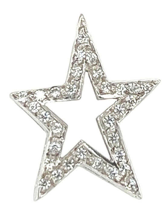 Xryseio Charm Stern aus Weißgold 14K mit Zirkon