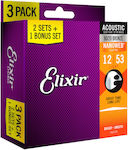 Elixir Set 80/20 Bronze Saiten für Akustische Gitarre Nanoweb