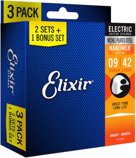 Elixir Nanoweb Single Electric Guitar String Nickel Plated Steel 9