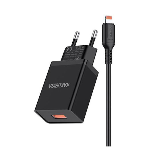 Kakusiga Ladegerät mit USB-A Anschluss und Kabel Blitzschlag Schwarzs (KSC-931/BLACK)
