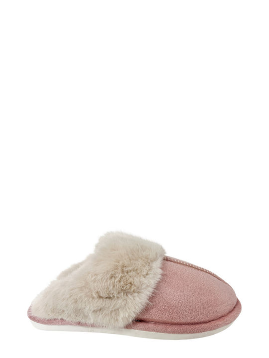 Ligglo Χειμερινές Γυναικείες Παντόφλες με γούνα σε Ροζ Χρώμα