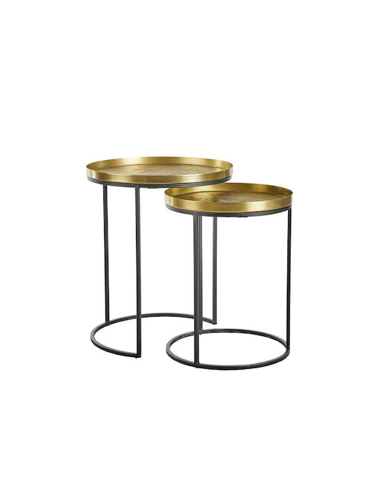 Totale Round Metal Zigon Tables Brass Antique / Μαύρο L49xW49xH56cm