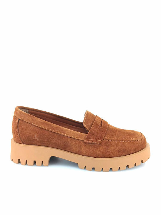 Boxer Leder Damen Mokassins in Tabac Braun Farbe