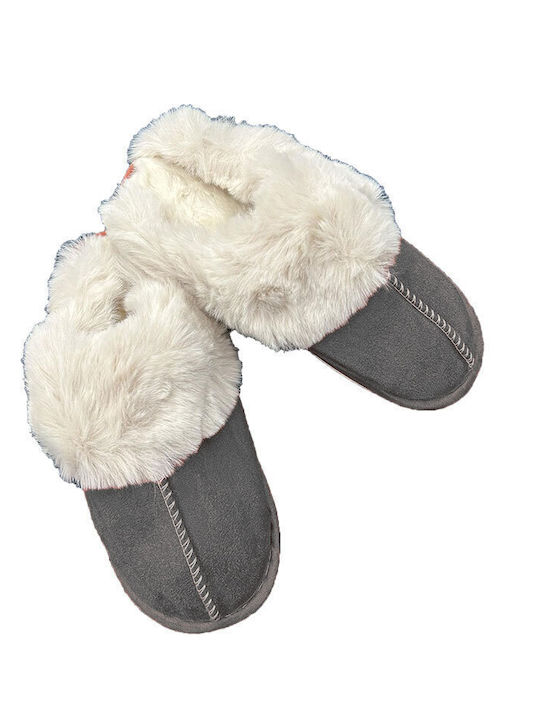 Winter Damen Hausschuhe mit Fell Gray