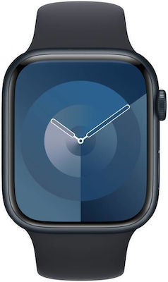 Apple Watch Series 9 Cellular Aluminium 41mm Αδιάβροχο με eSIM και Παλμογράφο (Midnight με Midnight Sport Band (M/L))